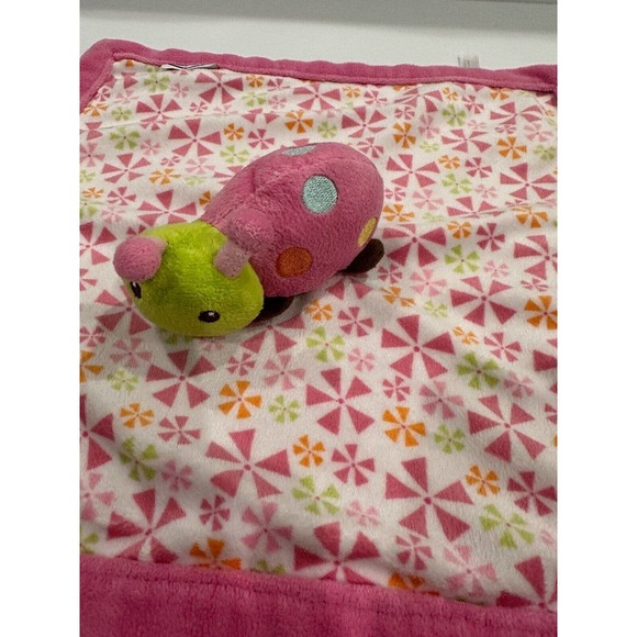 Graco Baby Pink Green Lady Bug Polka Pinwheel Geo Baby Plush Toy Lovey - Picture 7 of 9
